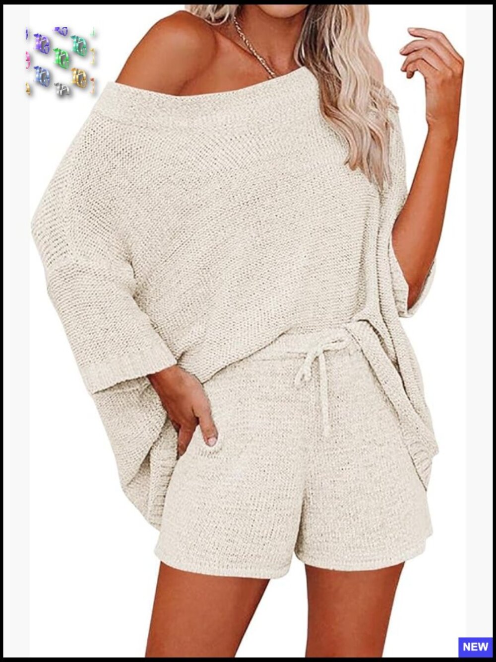 Oversized Off Shoulder Sweater Set Casual Lounge Wear Soft Knit Two Piece